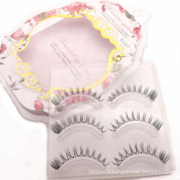 Hot selling Sharpened by hand Natural Slim Eye tail lengthened and Encrypted Tapered false strip eyelashes SG20